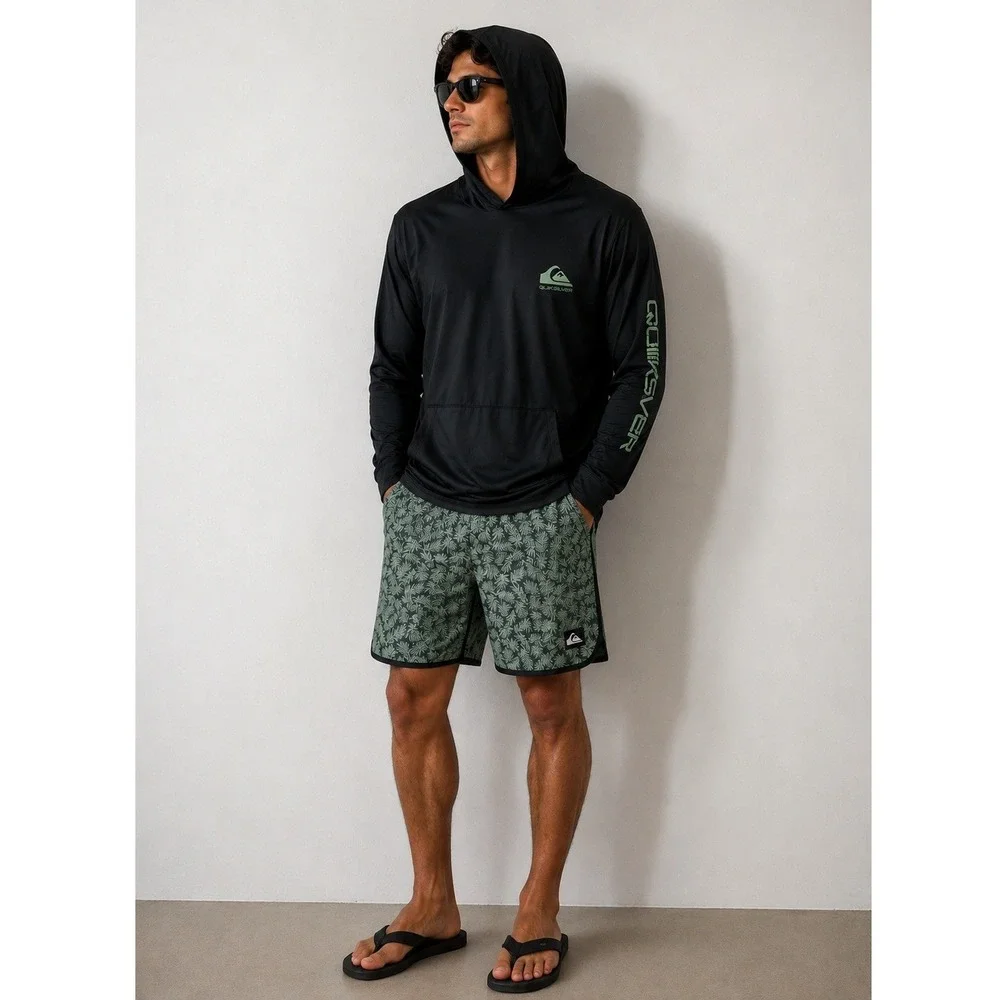Quiksilver 2-Piece Surf Set Hooded Rash Guard & Swim Trunks Men Size XL NEW
